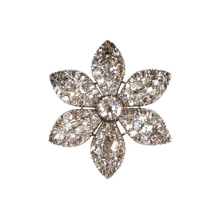 18th century diamond six-petal flowerhead brooch